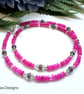 Pink Quartzite,  Amethyst & Peridot Sterling Silver Necklace - Image 3