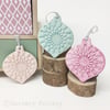 Pastel Christmas Baubles set of three pottery Bauble decorations 