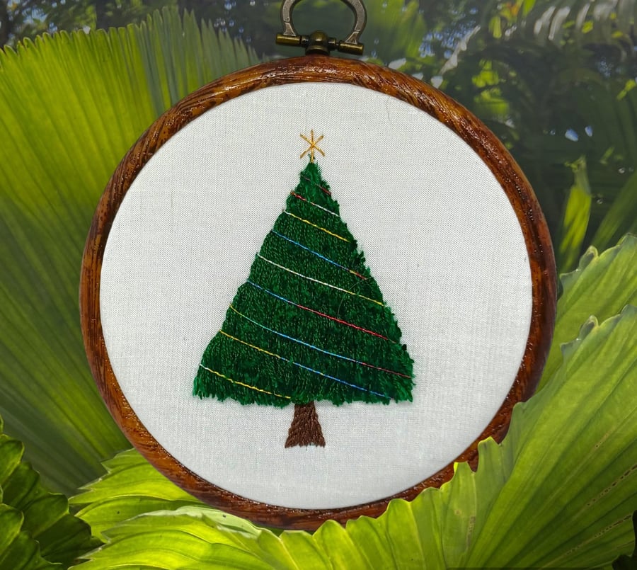 Stumpwork Christmas Trees Hand Embroidery 3D Hoop, Christmas Tree Gift