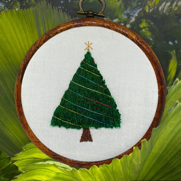 Stumpwork Christmas Trees Hand Embroidery 3D Hoop, Christmas Tree Gift