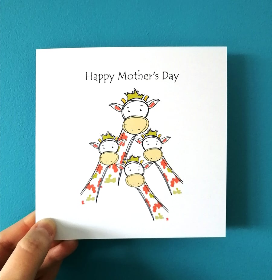 Happy Mother's day card from us, Cute Giraffe card, Card for Mum, Mom
