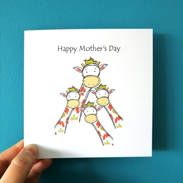 Happy Mother's day card from us, Cute Giraffe card, Card for Mum, Mom