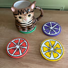 Coasters with fruit segment design (set of 4)