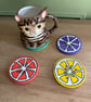 Coasters with fruit segment design (set of 4)