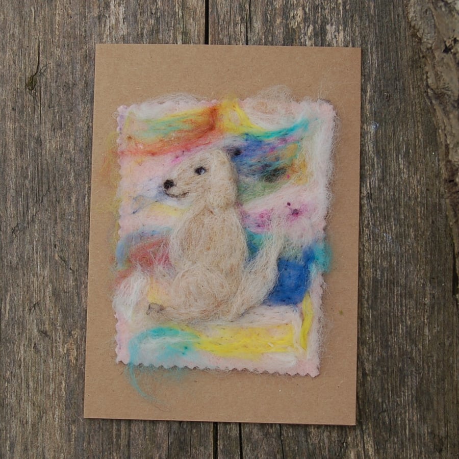 Needle Felt wool Birthday card.  Labrador, Thank you card