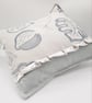 Pastel green 16" envelope backed cushion with frill detail.   - Image 3