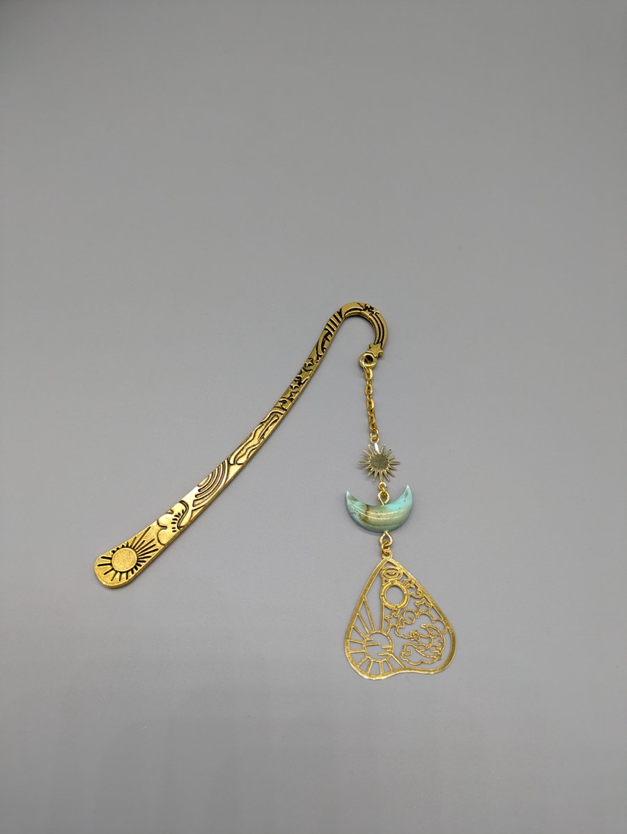 Celestial Bookmark with Intricate Celestial Charms, Book Lover's Gift