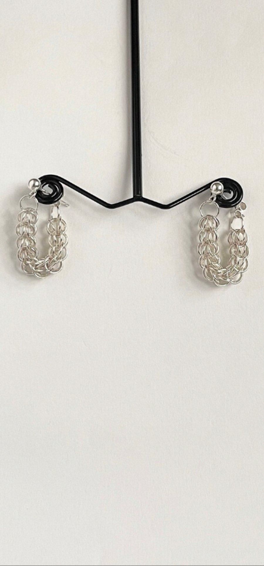 Sterling Silver Full Persian Chainmaille Hoop Earrings