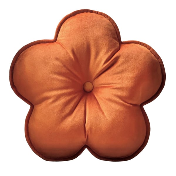 Rust Orange Velvet Flower Shaped Cushion Decorative Throw Pillow Nursery Decor