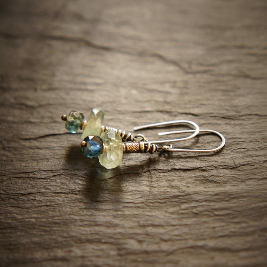 Kyanite and Aquamarine Sterling Silver Earrings
