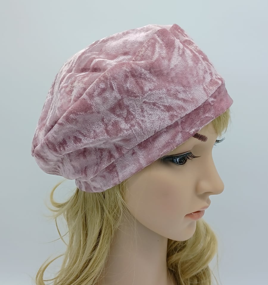 French style hat little beret crushed velvet tam autumn spring head wear