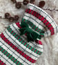 Mini Hot Waterbottle - Red & Green. Handwoven in Wales - Image 2
