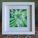 An original handprinted linoprint of wild garlic 
