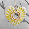 Small Ceramic heart decoration with yellow daisy