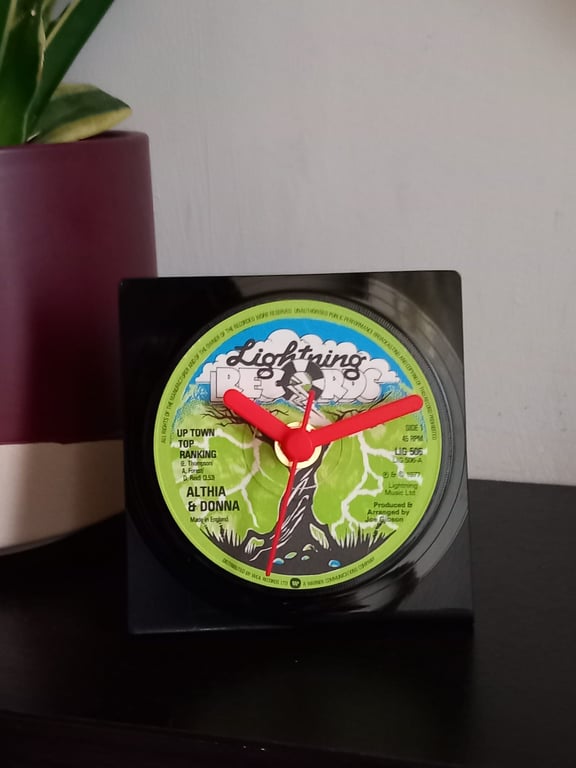 Vinyl Record Desk Clock, upcycled vintage 7" single, Reggae Music Gift