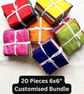 Raw Silk and Cotton 6x6" 15x15cm Handloomed in India 20 pieces No Duplicates 