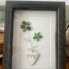 Sea glass art, flower design, handmade 