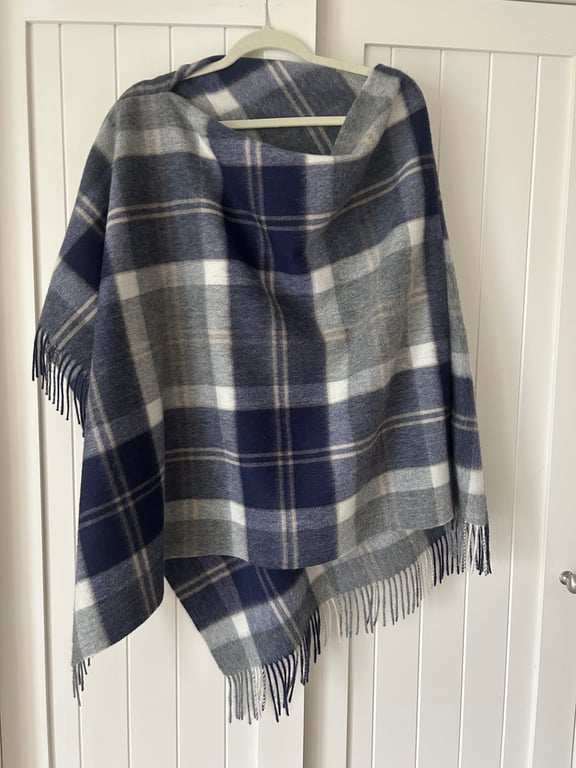 100% Lambswool tartan poncho