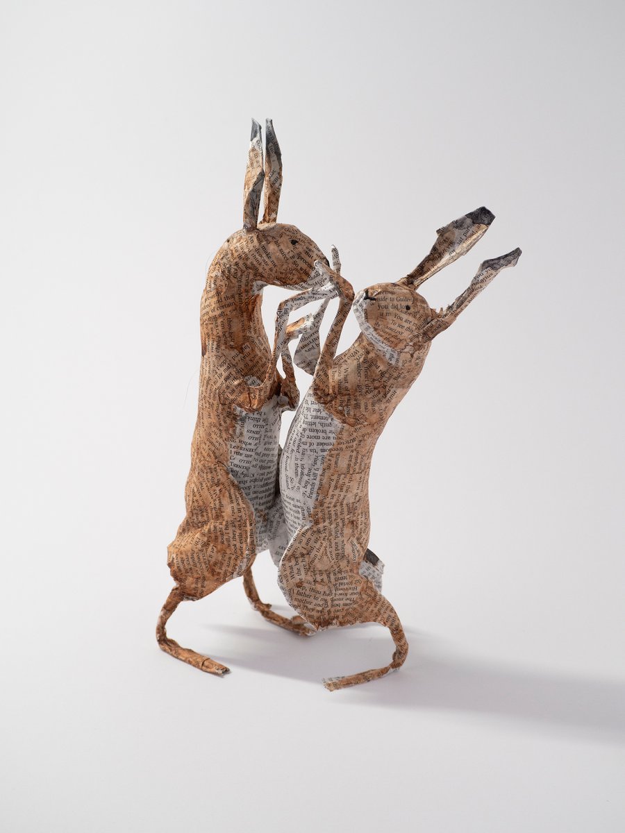 Purdy and Munroe European Hares Paper Mache Sculpture
