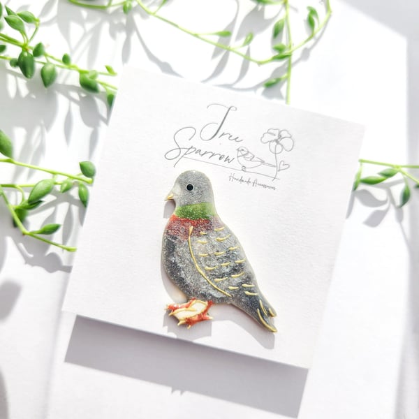 Hand-painted Bird Brooch