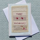 Hand-stitched card full of homespun charm for two special people