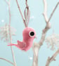 Pink bird Christmas tree decoration with pink glitter wings - Image 1