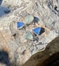 Blue & Seafoam Sea Glass Sterling Silver Double Drop Earrings - 1373