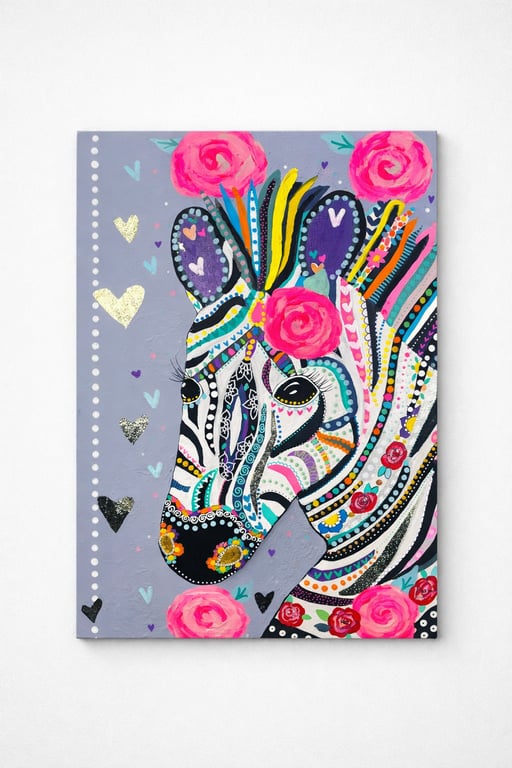 Mixed Media Zebra Art