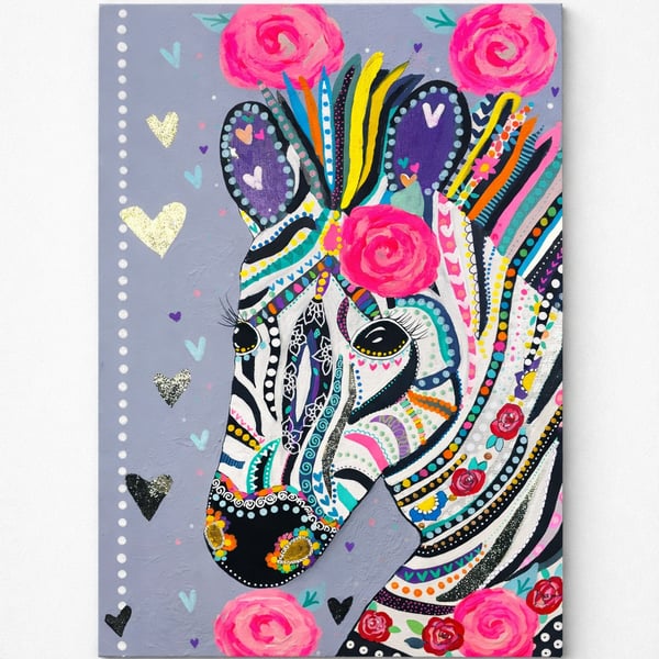 Mixed Media Zebra Art