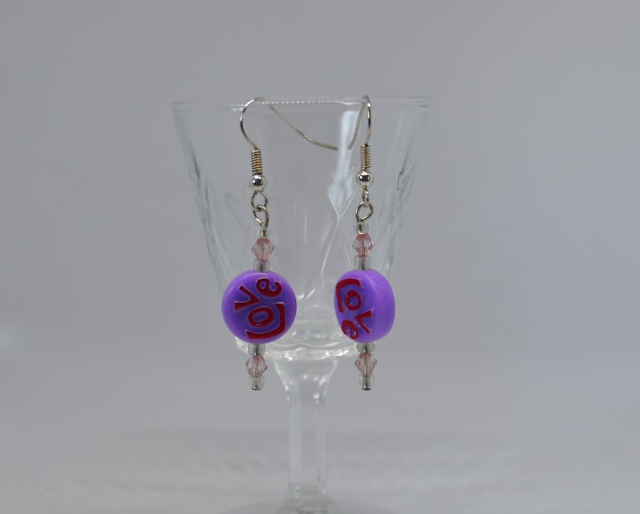 Fun "Love" Acrylic Earrings