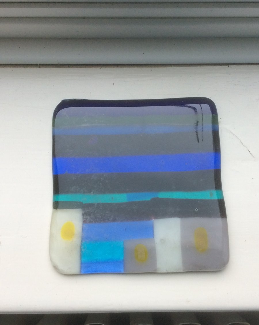 Fused Glass Winter Night Sky Coaster or Suncatcher