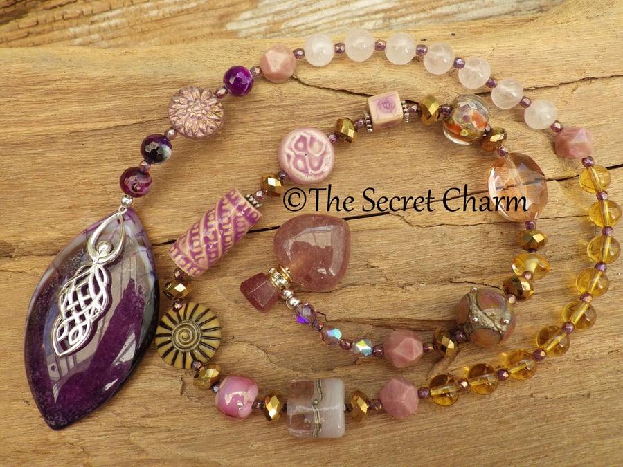 Sterling Silver Celtic Fire Goddess Brigid Prayer Rosary Beads OOAK