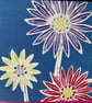 Set of 4 Colourful Daisy Linocut Cards, Gem Embellished Handmade Original Art - Image 2