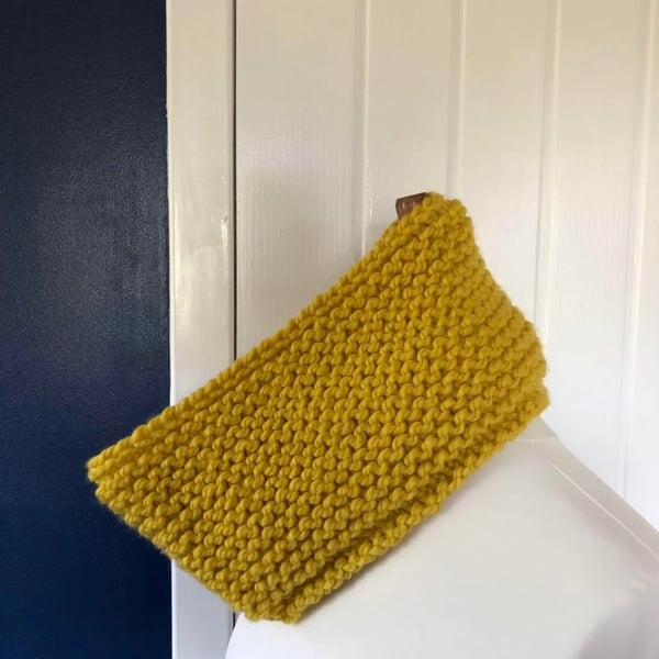 Cowl Neck warmer Yellow Chunky Wool  18cms x 71 cms long