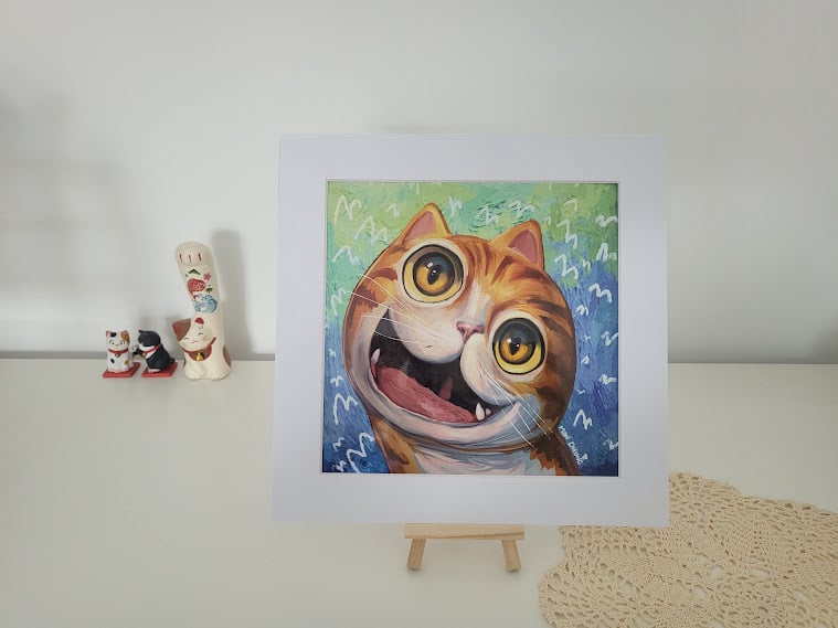 Joyful Cat Print in Mount