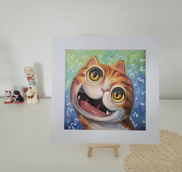 Joyful Cat Print in Mount
