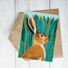 Blank card all occasions hare wildlife card