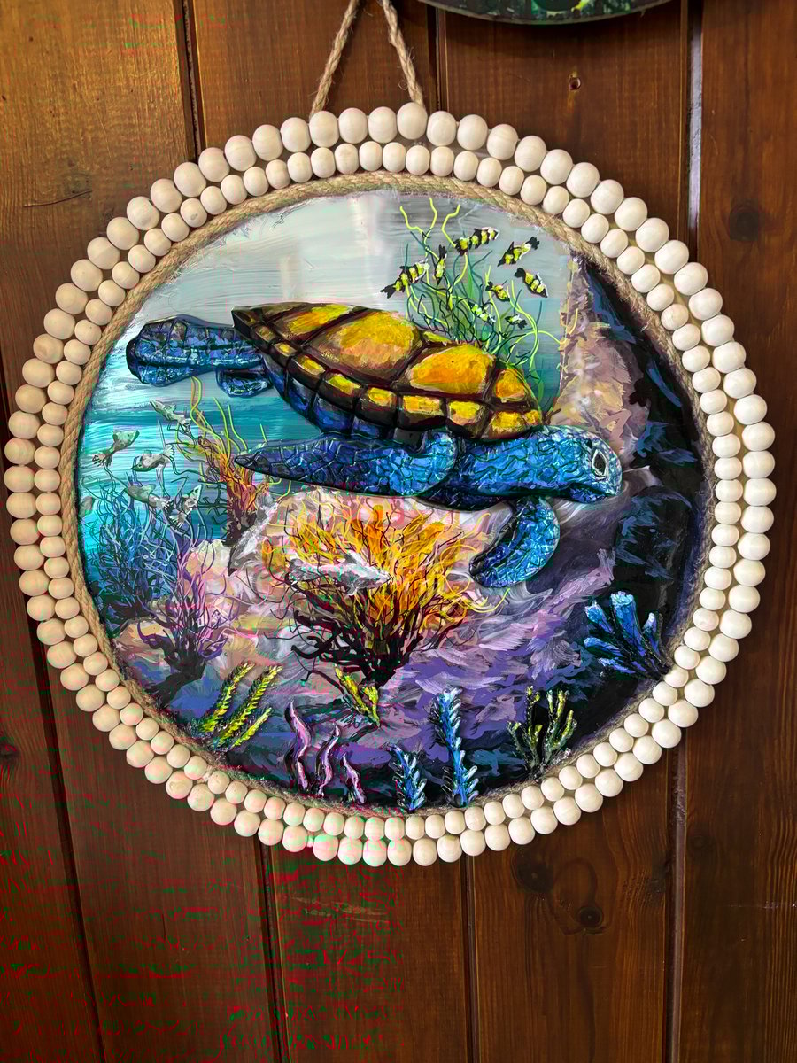 A hand painted and sealed mirror by Andrew Jenkins 