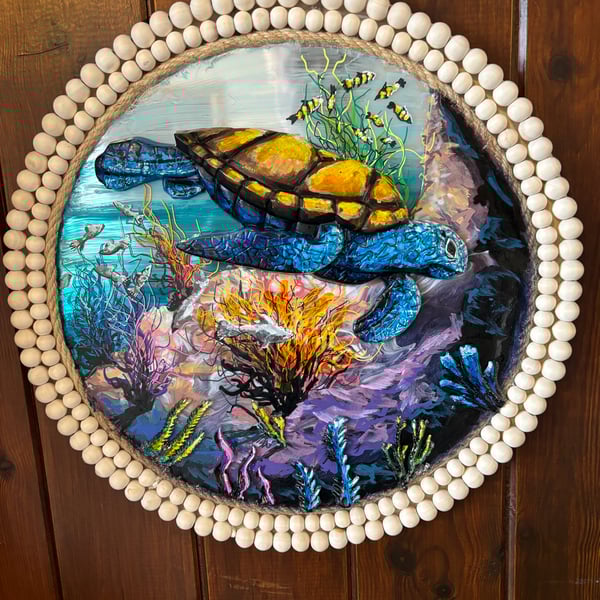A hand painted and sealed mirror by Andrew Jenkins 