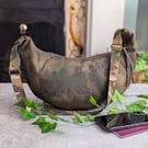 Waxed Cotton Canvas Camo Sling or Dumpling Bag. Camouflage Cross Body Bag