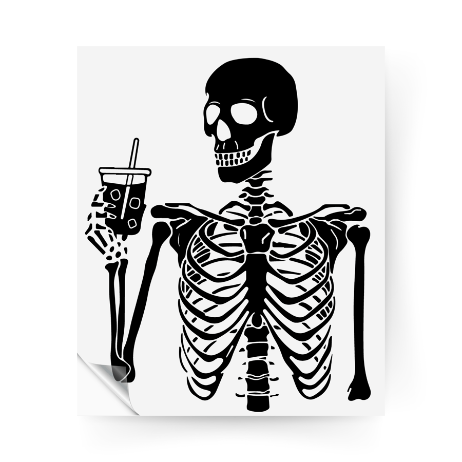 Skeleton Window Sticker 02: Halloween Window Decal, Spooky Season Skeleton Decor