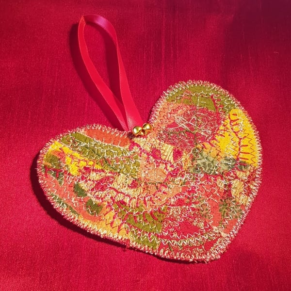 Textile hearts: multicoloured, large - Folksy