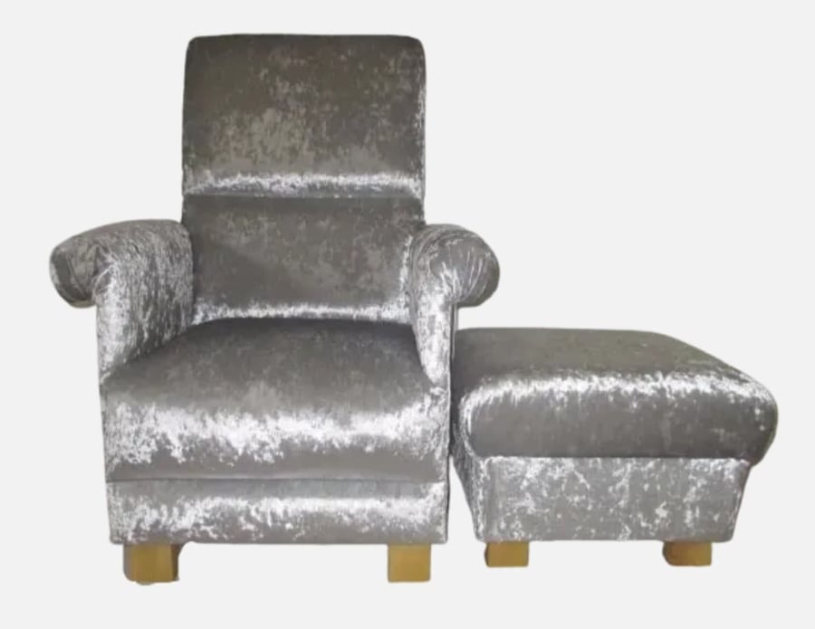 Silver Grey Velvet Chair Adult Armchair & F... - Folksy