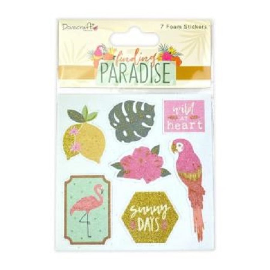 Dovecraft Collections 'Finding Paradise' 7 Foam Glitter Stickers