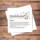 Childminder Definition Christmas Card, personalised