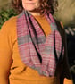 Hand Woven Hand Dyed Red Cowl With Hand Embroidery - Image 3
