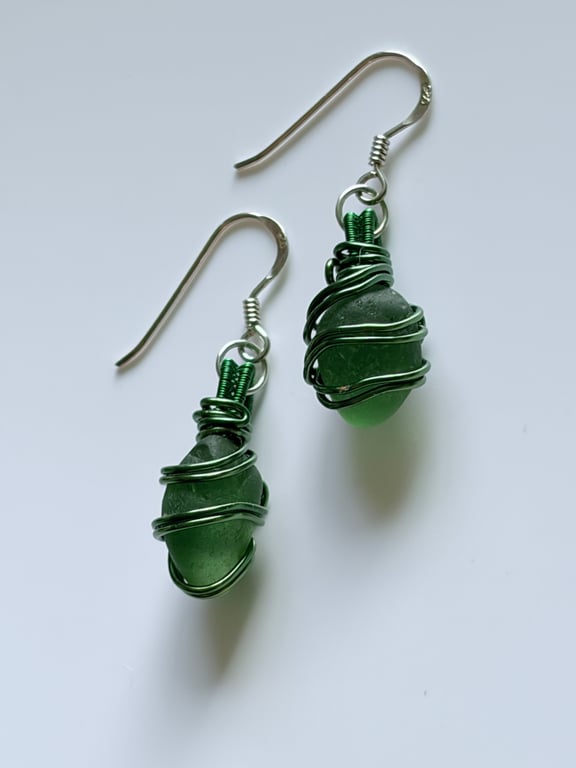 Sea Glass Earrings – Scottish Beach Glass Earrings – Handmade Coastal Jewellery 