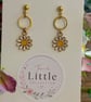 White Flower Dangle Earrings, Enamel Floral Charms, Handmade Jewellery - Image 5