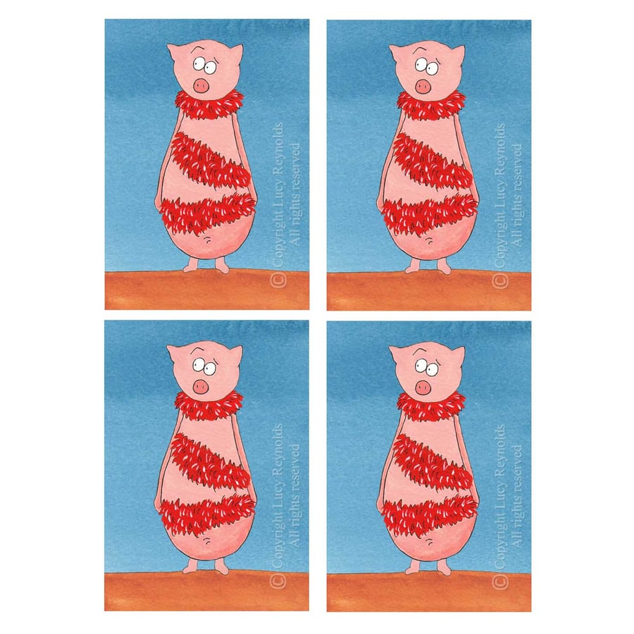 Pig Christmas Cards (Pack of 4)