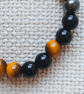 Ladies Tiger's Eye and Obsidian  Elastic Bead Bracelet - Image 3
